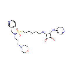 O=C1C(=O)[C@H](NCCCCCCS(=O)(=O)N(CCCN2CCOCC2)Cc2cccnc2)[C@@H]1Nc1ccncc1 ZINC000103246056