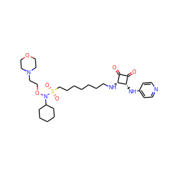 O=C1C(=O)[C@H](Nc2ccncc2)[C@@H]1NCCCCCCCS(=O)(=O)N(OCCN1CCOCC1)C1CCCCC1 ZINC000103246106