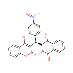 O=C1C(=O)C([C@H](c2ccc([N+](=O)[O-])cc2)c2c(O)c3ccccc3oc2=O)C(=O)c2ccccc21 ZINC001772614837