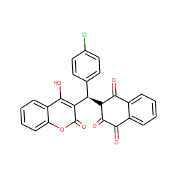 O=C1C(=O)C([C@H](c2ccc(Cl)cc2)c2c(O)c3ccccc3oc2=O)C(=O)c2ccccc21 ZINC001772572052