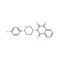 O=C1C(=O)C([C@H]2CC[C@@H](c3ccc(Cl)cc3)CC2)C(=O)c2ccccc21 ZINC000116473771