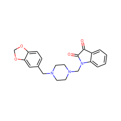 O=C1C(=O)N(CN2CCN(Cc3ccc4c(c3)OCO4)CC2)c2ccccc21 ZINC000019851168