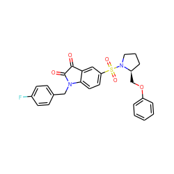 O=C1C(=O)N(Cc2ccc(F)cc2)c2ccc(S(=O)(=O)N3CCC[C@H]3COc3ccccc3)cc21 ZINC000013676458