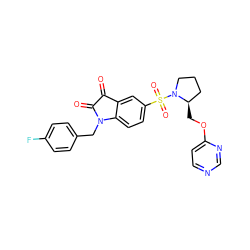 O=C1C(=O)N(Cc2ccc(F)cc2)c2ccc(S(=O)(=O)N3CCC[C@H]3COc3ccncn3)cc21 ZINC000040848677