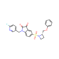 O=C1C(=O)N(Cc2ccc(F)nc2)c2ccc(S(=O)(=O)N3CC[C@H]3COc3ccccc3)cc21 ZINC000013676488