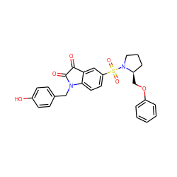 O=C1C(=O)N(Cc2ccc(O)cc2)c2ccc(S(=O)(=O)N3CCC[C@H]3COc3ccccc3)cc21 ZINC000013676462