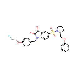 O=C1C(=O)N(Cc2ccc(OCCF)cc2)c2ccc(S(=O)(=O)N3CCC[C@H]3COc3ccccc3)cc21 ZINC000037866131