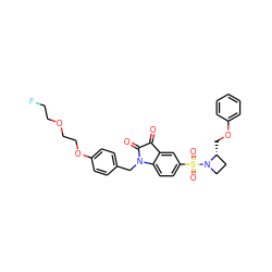 O=C1C(=O)N(Cc2ccc(OCCOCCF)cc2)c2ccc(S(=O)(=O)N3CC[C@H]3COc3ccccc3)cc21 ZINC000071329572