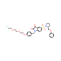 O=C1C(=O)N(Cc2ccc(OCCOCCOCCF)cc2)c2ccc(S(=O)(=O)N3CCC[C@H]3COc3ccccc3)cc21 ZINC000071329940