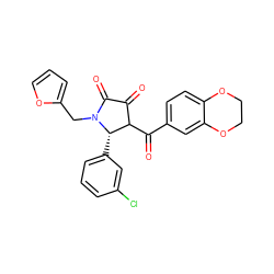 O=C1C(=O)N(Cc2ccco2)[C@@H](c2cccc(Cl)c2)C1C(=O)c1ccc2c(c1)OCCO2 ZINC000006499004