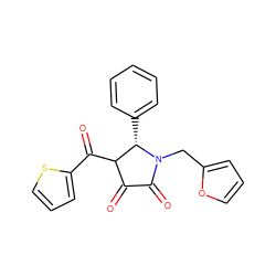 O=C1C(=O)N(Cc2ccco2)[C@@H](c2ccccc2)C1C(=O)c1cccs1 ZINC000001118046