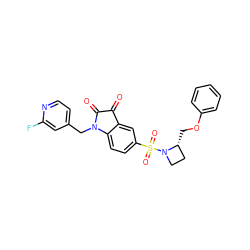 O=C1C(=O)N(Cc2ccnc(F)c2)c2ccc(S(=O)(=O)N3CC[C@H]3COc3ccccc3)cc21 ZINC000013676490