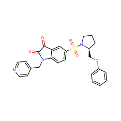 O=C1C(=O)N(Cc2ccncc2)c2ccc(S(=O)(=O)N3CCC[C@H]3COc3ccccc3)cc21 ZINC000013863067