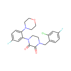 O=C1C(=O)N(c2cc(F)ccc2N2CCOCC2)CCN1Cc1ccc(F)cc1Cl ZINC000095565078