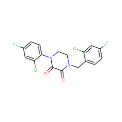 O=C1C(=O)N(c2ccc(F)cc2Cl)CCN1Cc1ccc(F)cc1Cl ZINC000095565871