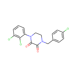 O=C1C(=O)N(c2cccc(Cl)c2Cl)CCN1Cc1ccc(Cl)cc1 ZINC000095565578