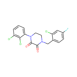 O=C1C(=O)N(c2cccc(Cl)c2Cl)CCN1Cc1ccc(F)cc1Cl ZINC000095565245