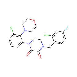 O=C1C(=O)N(c2cccc(Cl)c2N2CCOCC2)CCN1Cc1ccc(F)cc1Cl ZINC000095565687