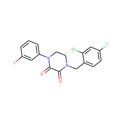 O=C1C(=O)N(c2cccc(I)c2)CCN1Cc1ccc(F)cc1Cl ZINC000095566082