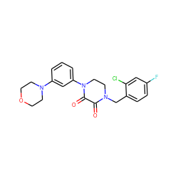 O=C1C(=O)N(c2cccc(N3CCOCC3)c2)CCN1Cc1ccc(F)cc1Cl ZINC000095565100