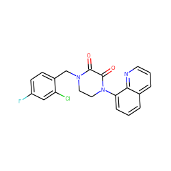 O=C1C(=O)N(c2cccc3cccnc23)CCN1Cc1ccc(F)cc1Cl ZINC000095566068