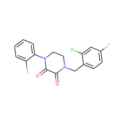 O=C1C(=O)N(c2ccccc2I)CCN1Cc1ccc(F)cc1Cl ZINC000095565062