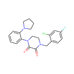 O=C1C(=O)N(c2ccccc2N2CCCC2)CCN1Cc1ccc(F)cc1Cl ZINC000095565838