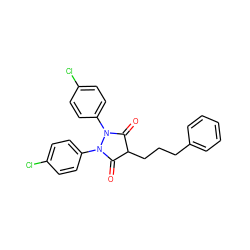 O=C1C(CCCc2ccccc2)C(=O)N(c2ccc(Cl)cc2)N1c1ccc(Cl)cc1 ZINC000028475782