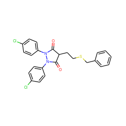 O=C1C(CCSCc2ccccc2)C(=O)N(c2ccc(Cl)cc2)N1c1ccc(Cl)cc1 ZINC000028520907