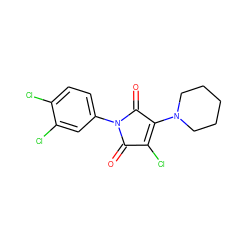 O=C1C(Cl)=C(N2CCCCC2)C(=O)N1c1ccc(Cl)c(Cl)c1 ZINC000000939261