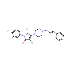 O=C1C(Cl)=C(N2CCN(C/C=C/c3ccccc3)CC2)C(=O)N1c1ccc(Cl)c(Cl)c1 ZINC000064512285