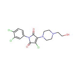 O=C1C(Cl)=C(N2CCN(CCO)CC2)C(=O)N1c1ccc(Cl)c(Cl)c1 ZINC000064744326