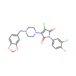 O=C1C(Cl)=C(N2CCN(Cc3ccc4c(c3)OCO4)CC2)C(=O)N1c1ccc(Cl)c(Cl)c1 ZINC000064512282