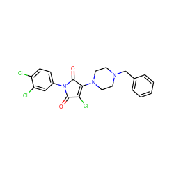 O=C1C(Cl)=C(N2CCN(Cc3ccccc3)CC2)C(=O)N1c1ccc(Cl)c(Cl)c1 ZINC000064503823