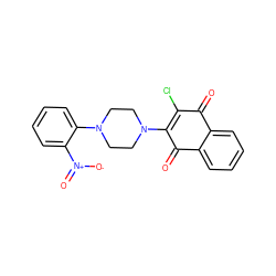 O=C1C(Cl)=C(N2CCN(c3ccccc3[N+](=O)[O-])CC2)C(=O)c2ccccc21 ZINC000004703347