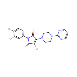 O=C1C(Cl)=C(N2CCN(c3ncccn3)CC2)C(=O)N1c1ccc(Cl)c(Cl)c1 ZINC000064622666