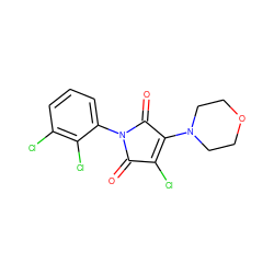 O=C1C(Cl)=C(N2CCOCC2)C(=O)N1c1cccc(Cl)c1Cl ZINC000000726255