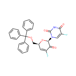 O=C1C(F)=C[C@@H](COC(c2ccccc2)(c2ccccc2)c2ccccc2)O[C@H]1n1cc(F)c(=O)[nH]c1=O ZINC000005923114