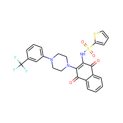 O=C1C(NS(=O)(=O)c2cccs2)=C(N2CCN(c3cccc(C(F)(F)F)c3)CC2)C(=O)c2ccccc21 ZINC000100490666