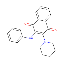 O=C1C(Nc2ccccc2)=C(N2CCCCC2)C(=O)c2ccccc21 ZINC000003904083