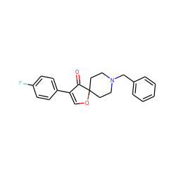 O=C1C(c2ccc(F)cc2)=COC12CCN(Cc1ccccc1)CC2 ZINC000026277578