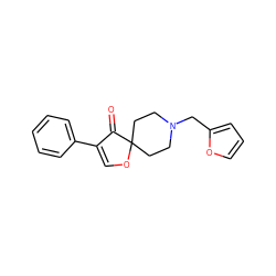 O=C1C(c2ccccc2)=COC12CCN(Cc1ccco1)CC2 ZINC000026280283