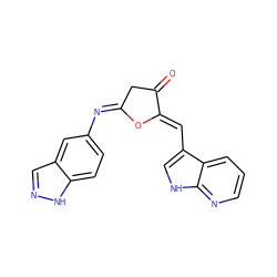 O=C1C/C(=N/c2ccc3[nH]ncc3c2)O/C1=C\c1c[nH]c2ncccc12 ZINC000473180388