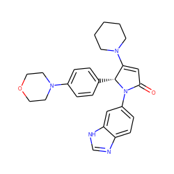 O=C1C=C(N2CCCCC2)[C@@H](c2ccc(N3CCOCC3)cc2)N1c1ccc2nc[nH]c2c1 ZINC000096172358