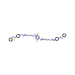 O=C1C=C(NCCCCCCNCc2ccc(-c3nc4ccccc4s3)cc2)C(=O)C=C1NCCCCCCNCc1ccc(-c2nc3ccccc3s2)cc1 ZINC000150539113