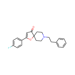 O=C1C=C(c2ccc(F)cc2)OC12CCN(CCc1ccccc1)CC2 ZINC000026290367