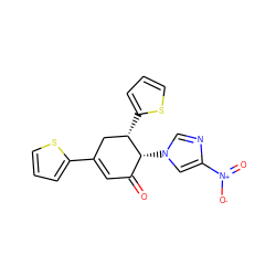 O=C1C=C(c2cccs2)C[C@H](c2cccs2)[C@@H]1n1cnc([N+](=O)[O-])c1 ZINC000001211385