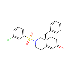 O=C1C=C2CCN(S(=O)(=O)c3cccc(Cl)c3)C[C@]2(Cc2ccccc2)CC1 ZINC000028953672