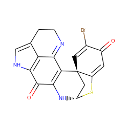 O=C1C=C2S[C@H]3C[C@]2(C=C1Br)C1=C(N3)C(=O)c2[nH]cc3c2C1=NCC3 ZINC000001635059