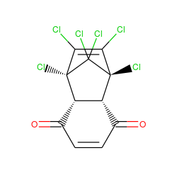 O=C1C=CC(=O)[C@H]2[C@@H]1[C@@]1(Cl)C(Cl)=C(Cl)[C@@]2(Cl)C1(Cl)Cl ZINC000105022814